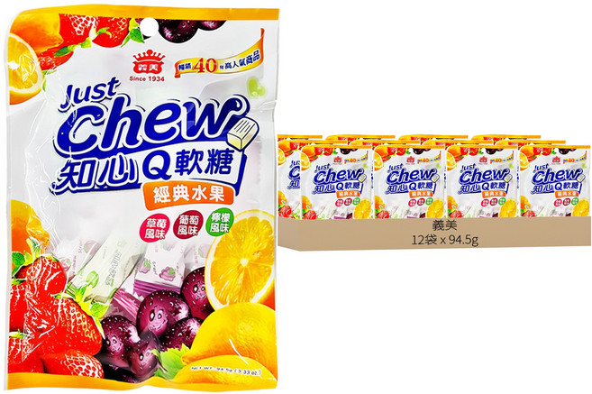 義美 知心Q軟糖 經典水果, 94.5g, 12袋