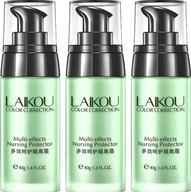 LAIKOU 萊蔻 多效呵護隔離霜 40g, #02 清新綠, 3瓶