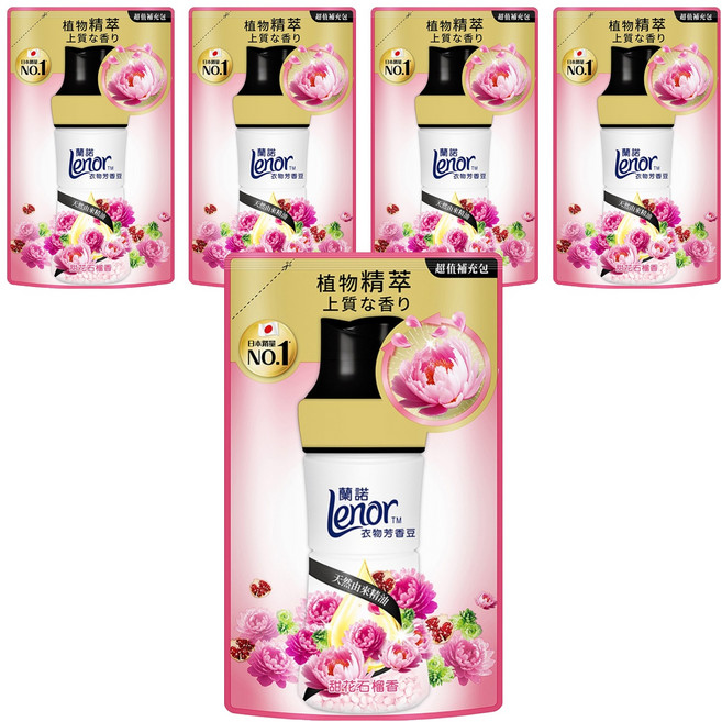 Lenor 蘭諾 衣物芳香豆 甜花石榴香 補充包, 440ml, 5包