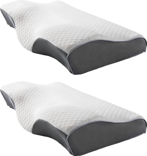 3baby 三個寶 蝶形太空記憶棉枕頭, 白色/灰色, 2個