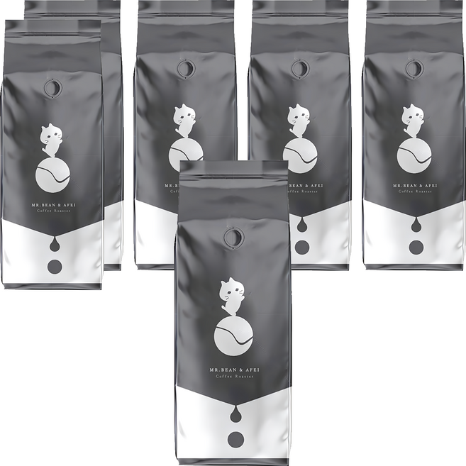 MR.BEAN&AFEI 豆豆先生與他的阿肥 義式絲絨特調豆咖啡豆, 咖啡豆(無研磨), 450g, 6包