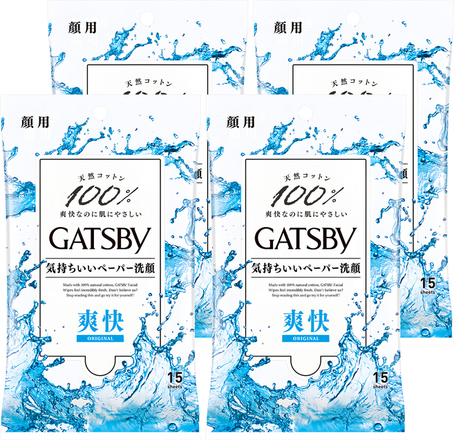 GATSBy 涼感濕紙巾 涼爽型, 1入, 4包