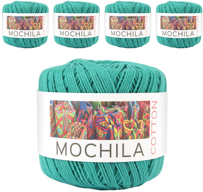 brandyarn Mochila系列 棉針織線 藍綠色 50克/1入 韓國產, 5捲