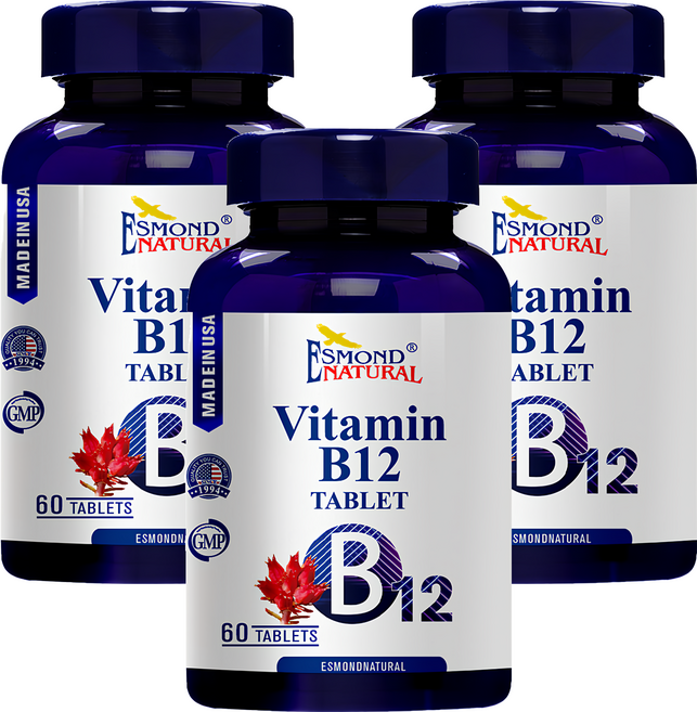 ESMOND NATURAL 愛司盟 維生素B12錠狀食品 含紅景天萃取物, 60錠, 3罐