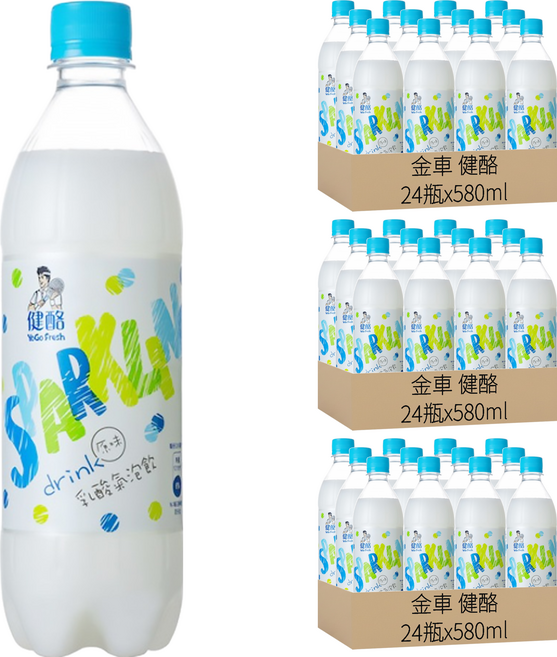 金車 健酪 乳酸氣泡飲 原味, 580ml, 72瓶