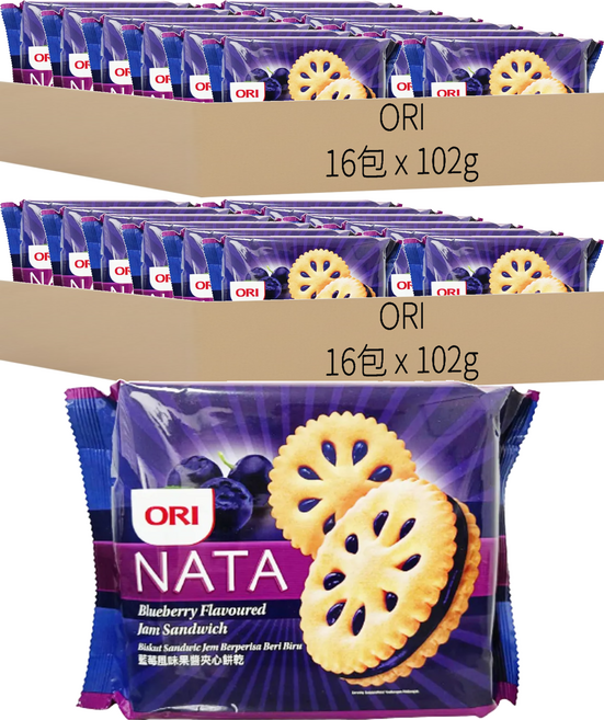 ORI 活力藍莓風味果醬夾心餅乾, 102g, 32包