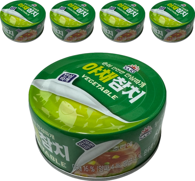 SAJO 鰹魚罐 蔬菜風味 綠色, 5罐, 100g