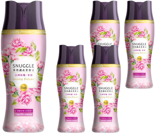 Snuggle 熊寶貝 多效護衣芳香豆 法國玫瑰茉莉, 350ml, 5瓶