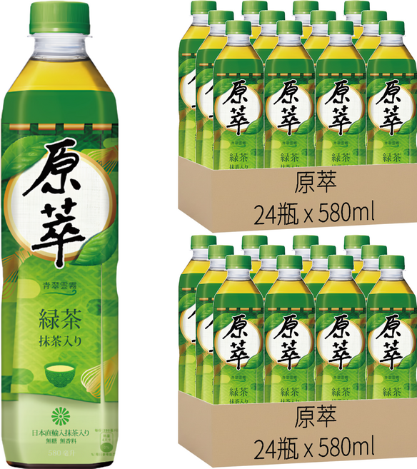 原萃 日式綠茶, 580ml, 48瓶