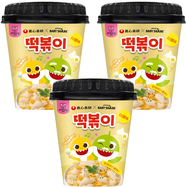 TAEKYUNG 泰耕 Baby Shark 炒年糕杯 白醬味, 3個, 111g