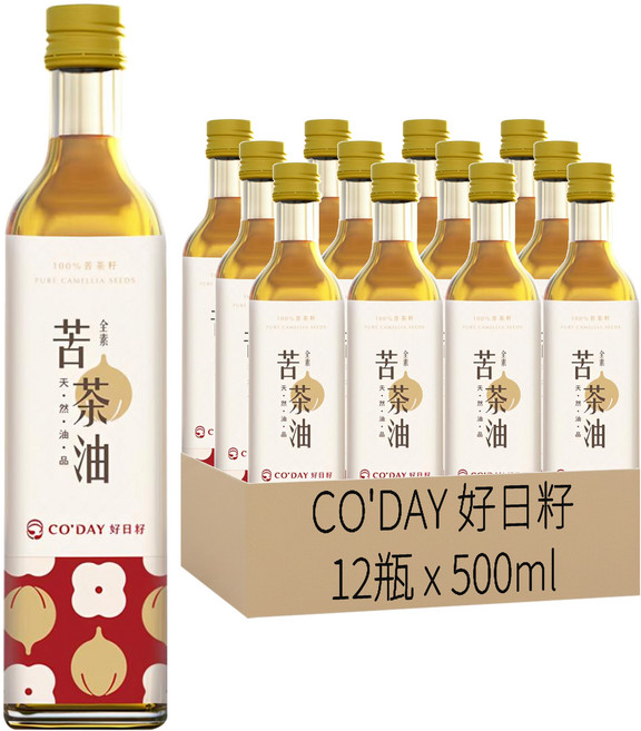 CO'DAY 好日籽 梅山茶油合作社 苦茶油, 500ml, 12瓶