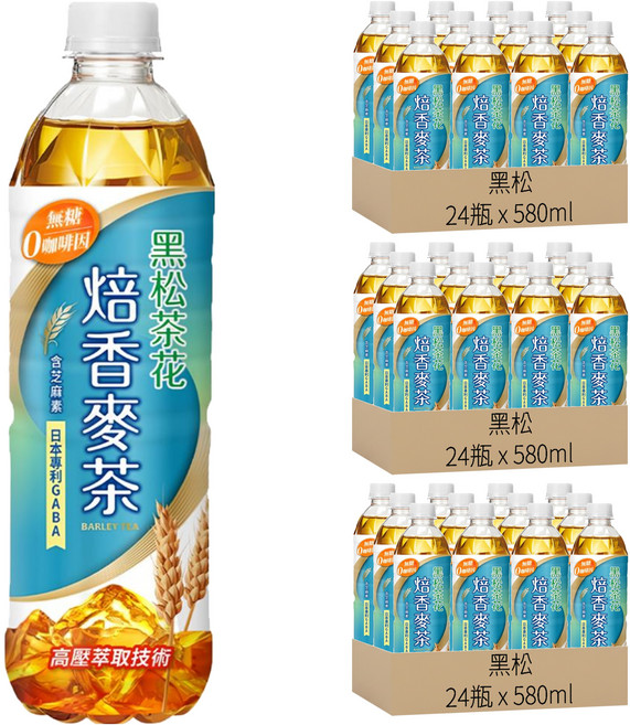 黑松茶花 焙香麥茶, 580ml, 72瓶