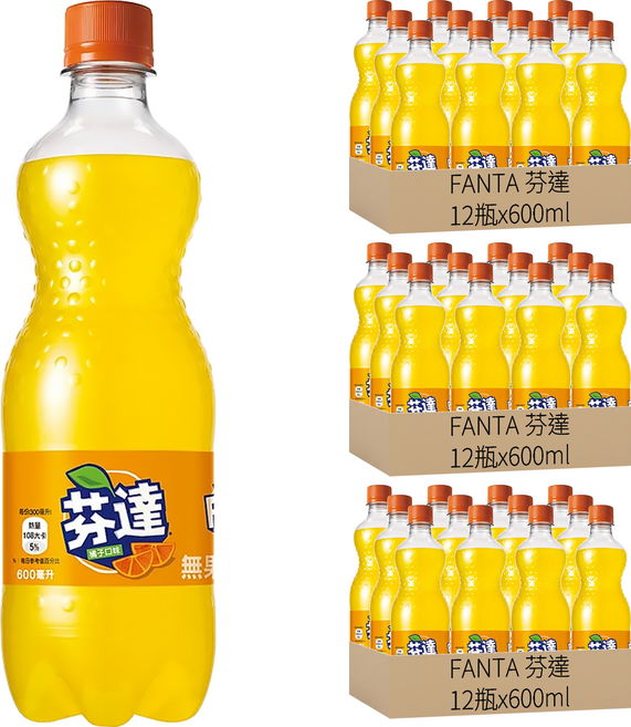 FANTA 芬達 橘子汽水, 600ml, 36瓶