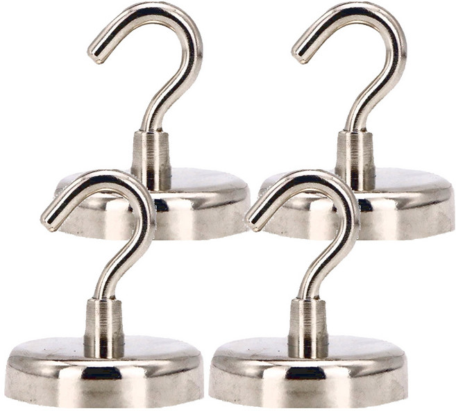 超強力磁鐵掛勾 42 x 50mm, 鍍鎳色, 4個