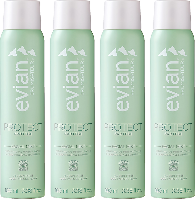 evian 依雲 超導活膚礦泉噴霧 淨化隔離, 4瓶, 100ml