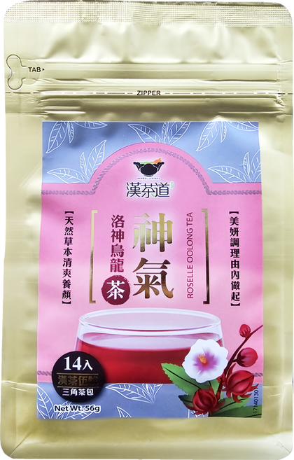 漢茶道 天然養身漢方草本三角茶包 神氣洛神烏龍茶, 4g, 14入, 1袋