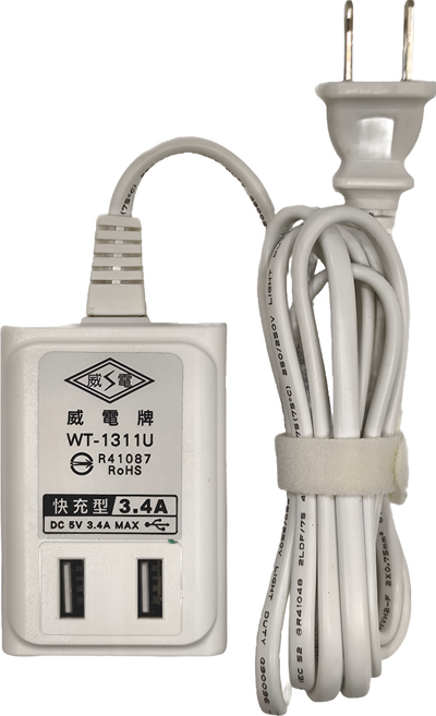 WeiTien 威電 USB智慧快充電源線組 3.4A WT-1311U, 180cm, 白色, 1組