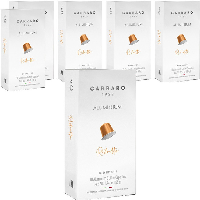 CARRARO 芮斯崔朵 RISTRETTO 咖啡膠囊 適用Nespresso Original 膠囊咖啡機, 5.5g, 10個, 6盒