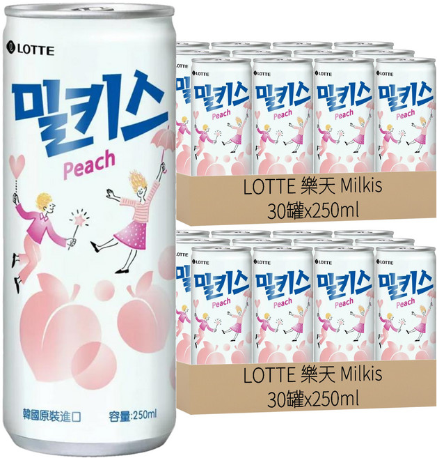 LOTTE 樂天 Milkis 桃子優格風味碳酸飲, 250ml, 60罐
