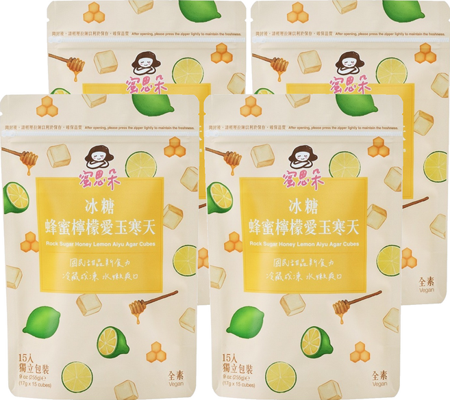 蜜思朵 NEW!冰糖蜂蜜檸檬愛玉寒天, 15顆, 17g, 4袋