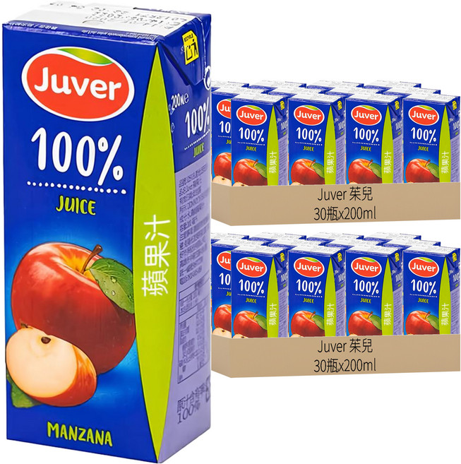 Juver 茱兒 APPLE JUICE 蘋果汁, 200ml, 60瓶