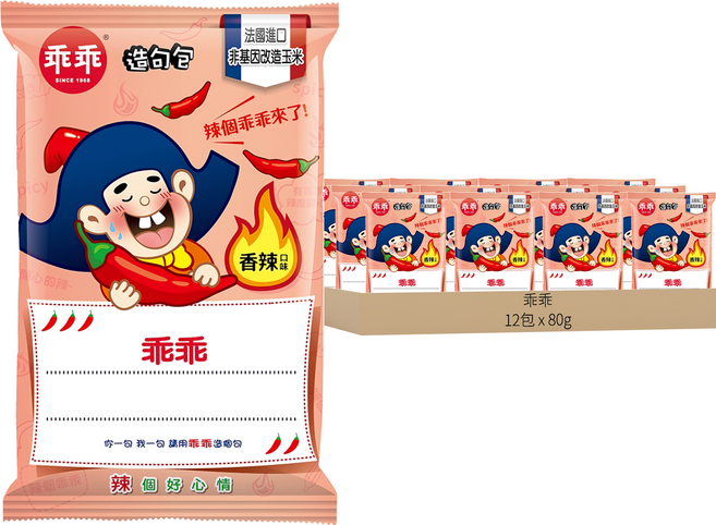 乖乖 玉米脆條 香辣口味, 80g, 12包