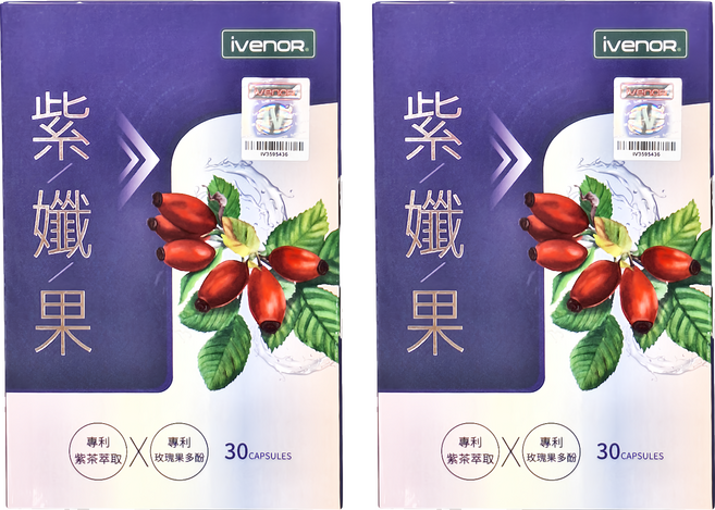 ivenoR 紫茶 + 玫瑰果膠囊, 30顆, 2盒