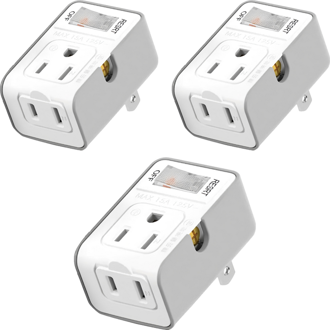 POLYWELL 寶利威爾 帶開關3變2節能插頭 PW15-T05-A025, 灰色 + 白色, 3個