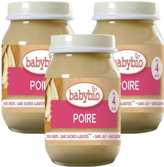 babybio 生機洋梨鮮果泥 4個月以上適用, 3罐, 130g, 洋梨
