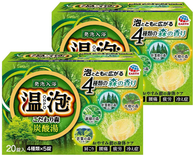 EARTH 地球製藥 溫泡ONPO 森林碳酸泡澡錠 20個, 900g, 2組