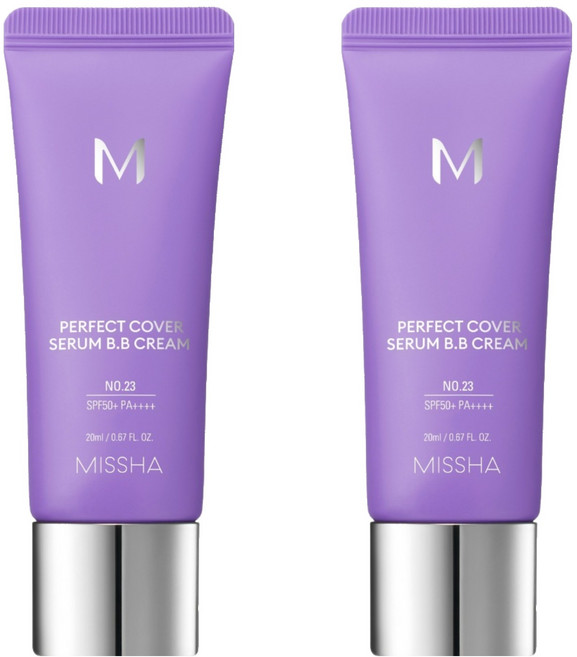 MISSHA 台灣公司貨 完美遮瑕BB霜 SPF50+ PA++++, NO.23 自然色, 20ml, 2條