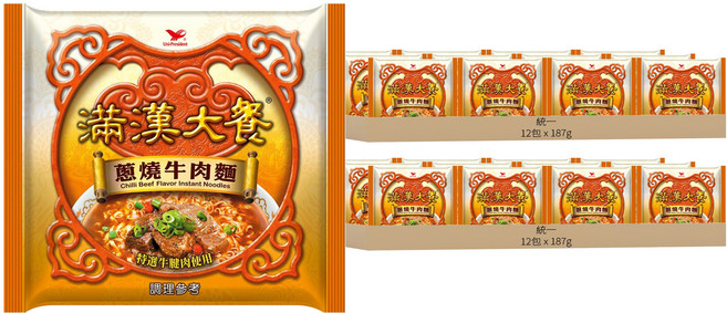 統一 滿漢大餐 蔥燒牛肉麵 187g, 24包