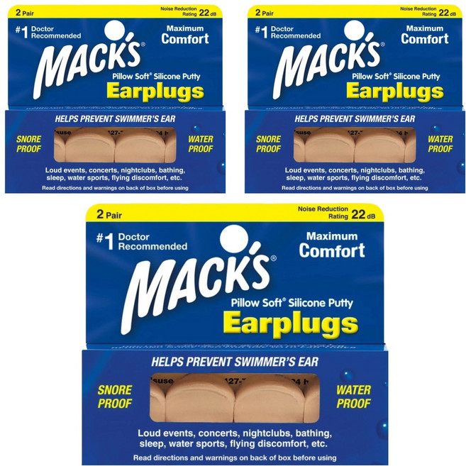 MACKS DREAMWEAR 美國 成人矽膠耳塞 膚色, 4個, 3盒