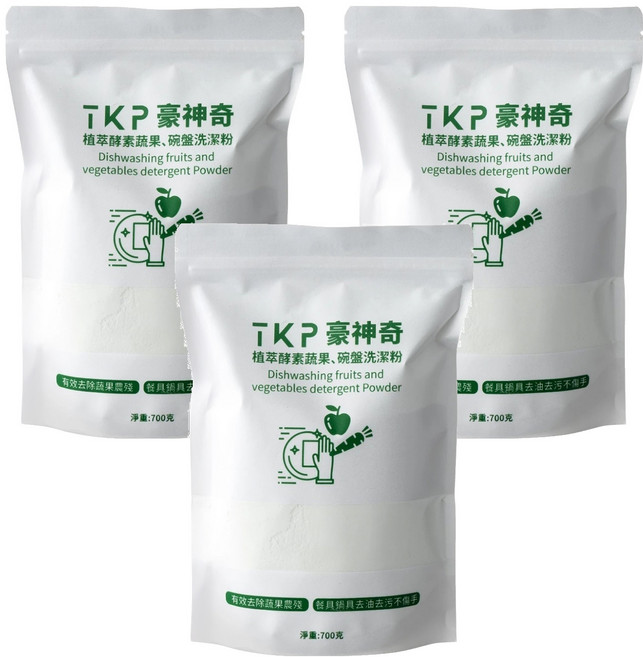 TKP植萃酵素 蔬果清潔粉 補充包, 700g, 3包