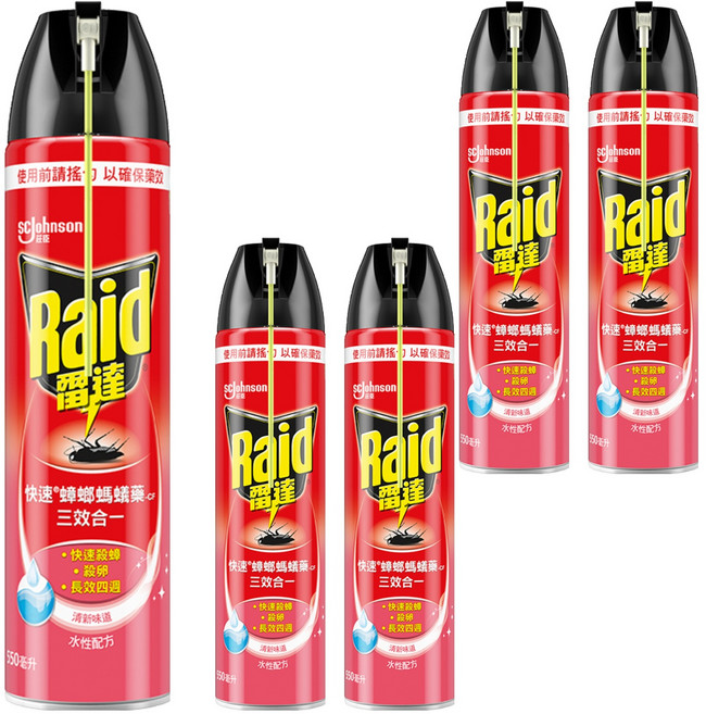 Raid 雷達 快速蟑螂螞蟻藥 清新, 550ml, 5瓶
