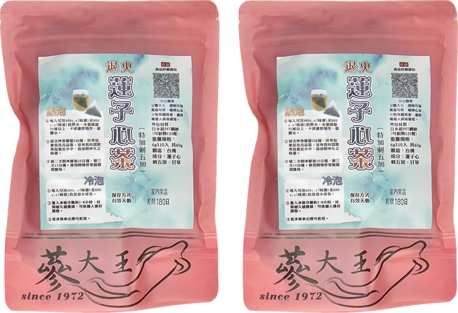 蔘大王 退火蓮子心茶包, 6g, 10包, 2袋