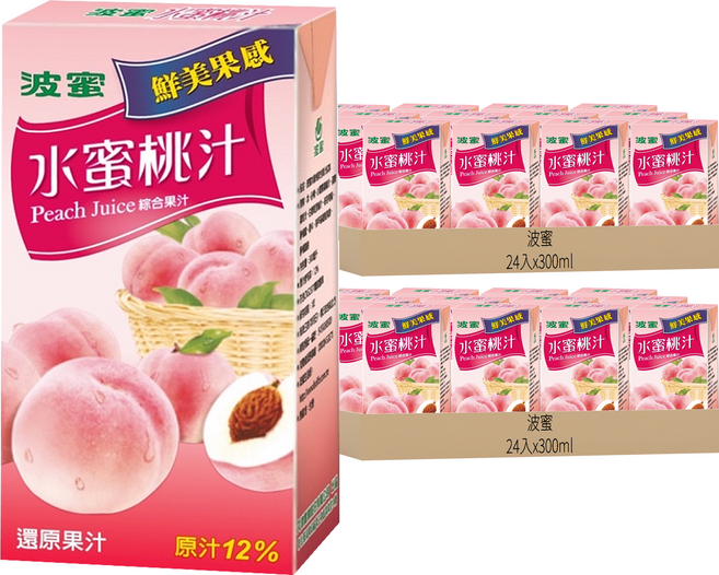 波蜜 水蜜桃汁, 300ml, 48入