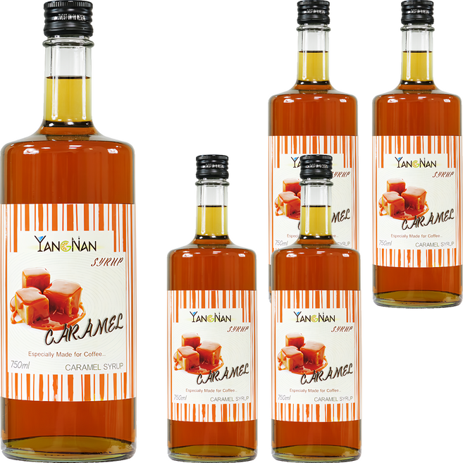 YANGNAN 仰南 焦糖風味糖漿, 750ml, 5瓶