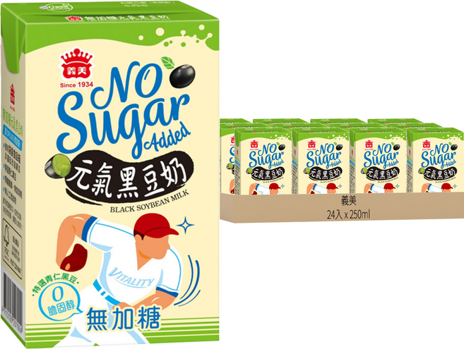 義美 無糖元氣黑豆奶, 250ml, 24入