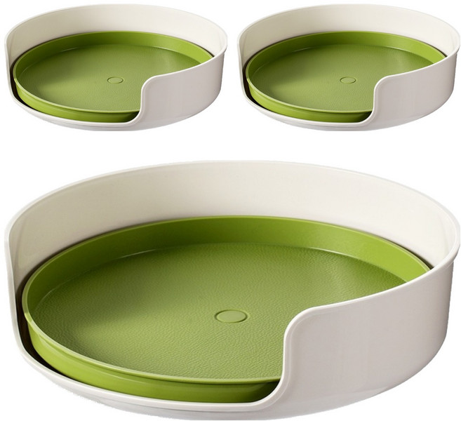 FaSoLa 日本多用途 360度旋轉盤 直徑27.8cm, 綠色 + 白色, 3個