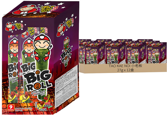 TAO KAE NOI 小老板 海苔棒棒捲 BBQ風味 9條, 27g, 12盒