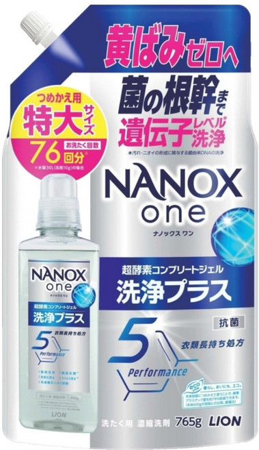 LION 獅王 NANOX one Plus 酵素濃縮洗衣精 補充裝, 1個, 765g