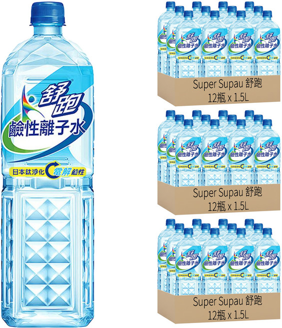 Super Supau 舒跑 鹼性離子水, 1.5L, 36瓶