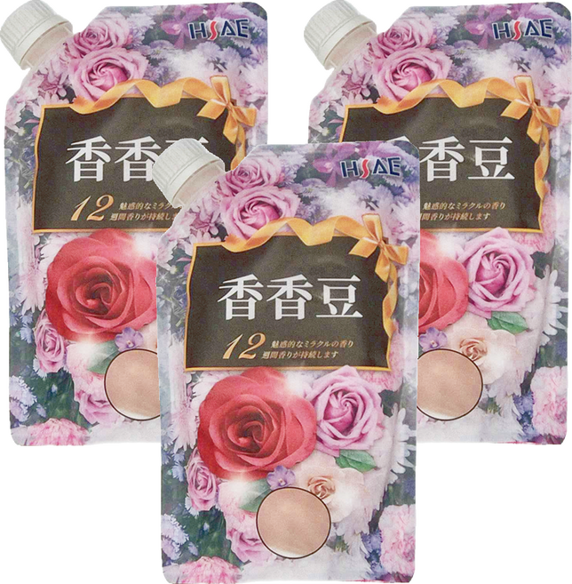 HSAE 衣物香香豆 持香12週 洗衣添加 散發清新玫瑰香, 130g, 3包