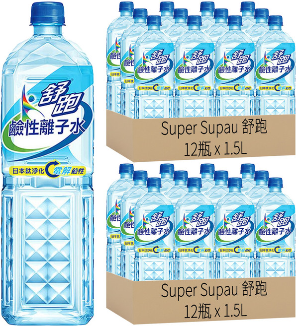 Super Supau 舒跑 鹼性離子水, 1.5L, 24瓶