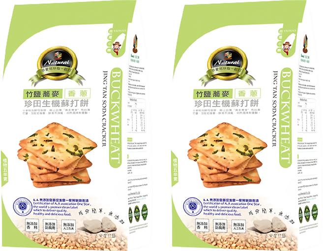珍田生機 竹鹽蕎麥生機蘇打餅 香蔥, 162g, 2包