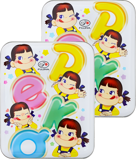 FUJIYA 不二家 Peko字母白T15 方形糖果, 40g, 2罐