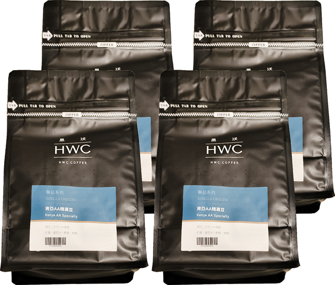 HWC 黑沃咖啡 單品系列 肯亞AA精選咖啡豆, 4包, 227g, Whole Bean