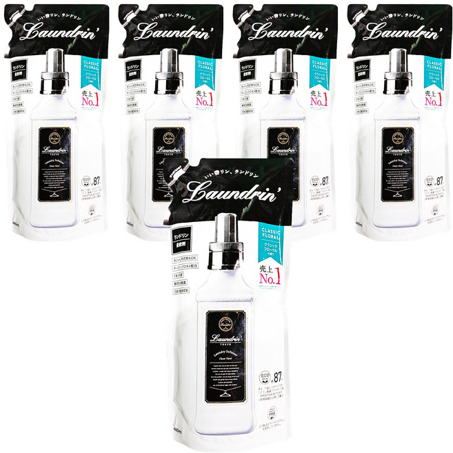 Laundrin' 朗德林 香水柔軟精補充包 經典花香, 480ml, 5包