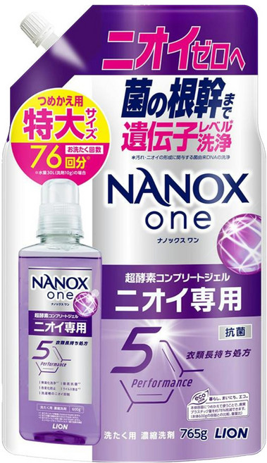 LION 獅王 NANOX one 奈米樂 超濃縮抗菌洗衣精 補充包, 765g, 1包